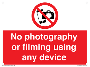 No photography or filming using any device